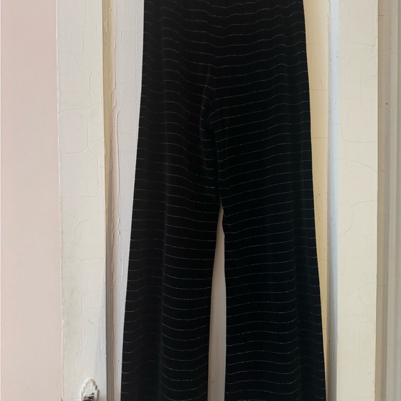 Black Velvet Gold Lamé striped sweatshirt and flared pants Suzie Kondi Set - Picture 2 of 2